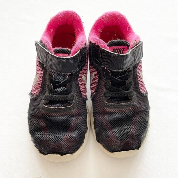 Nike Other - Nike Kids Black & Pink Worn Athletic Shoes With Velcro Straps 11.5C